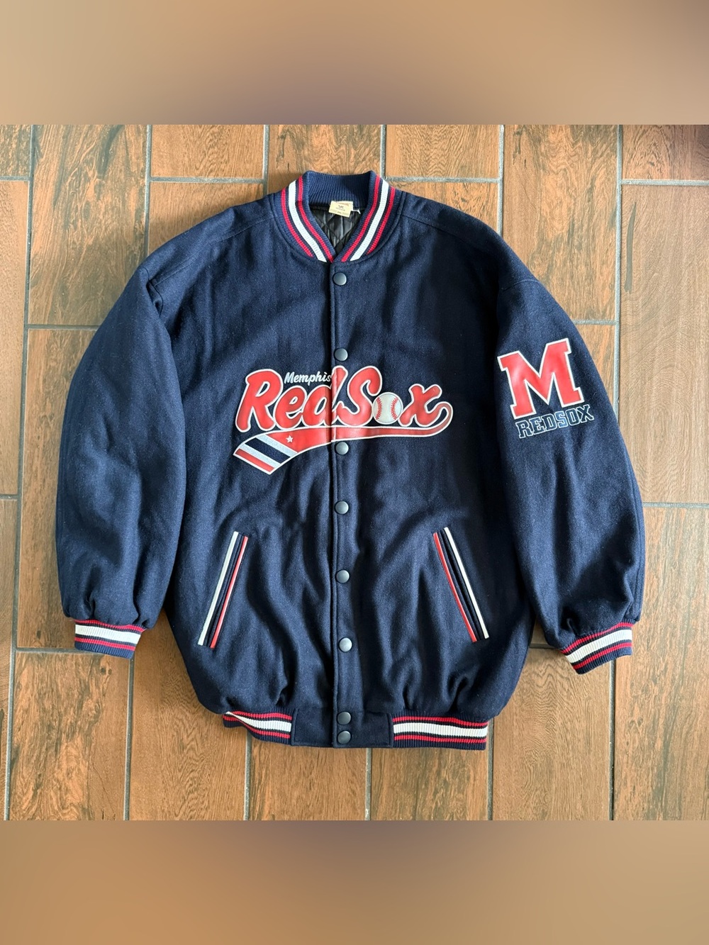 Vtg Y2K Headgear Classics Memphis Red Sox Negro Leagues Varsity Jacket Wool 2XL